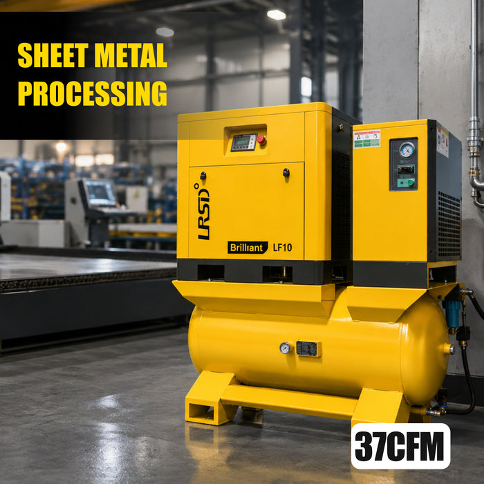 LRSD 4IN1 7.5 kW/10 hp, 460v/3 phase, 37 CFM with compressor, refrigerated dryer and 80-gallon air tank.（ LF10-460V）