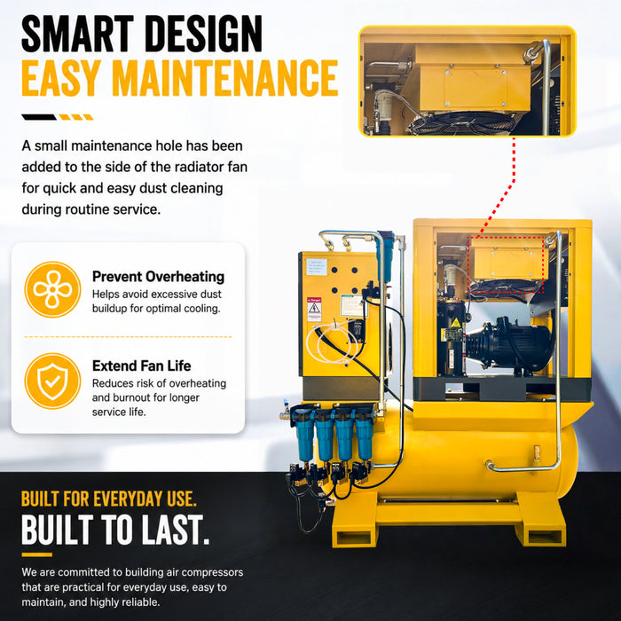 LRSD 4IN1 7.5 kW/10 hp, 230v/3 phase, 37 CFM with compressor, refrigerated dryer and 80-gallon air tank（ LF10）