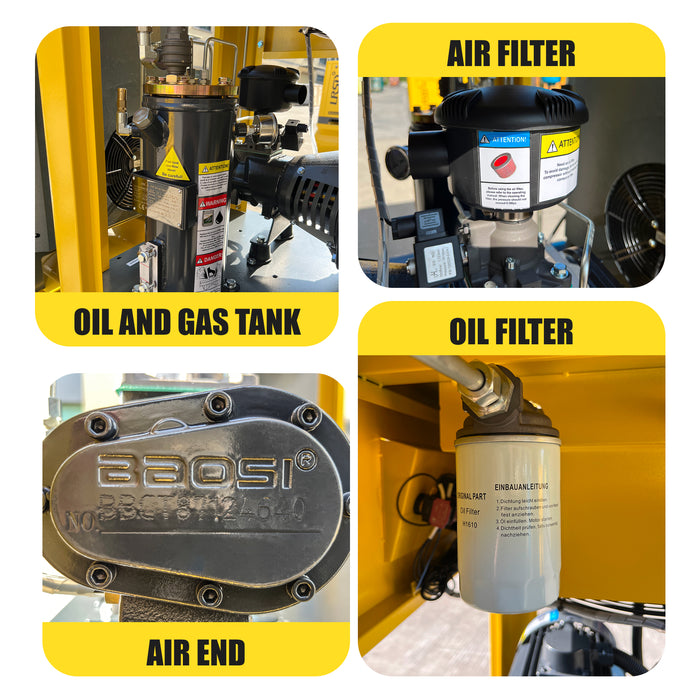 LRSD 4IN1 7.5 kW/10 hp, 230v/3 phase, 37 CFM with compressor, refrigerated dryer and 80-gallon air tank（ LF10）