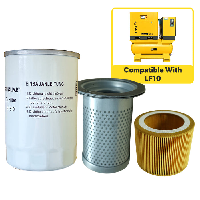 LF10 Rotary Screw Air Compressor Air Filter+Oil Filter+Oil Separator Maintenance Kit