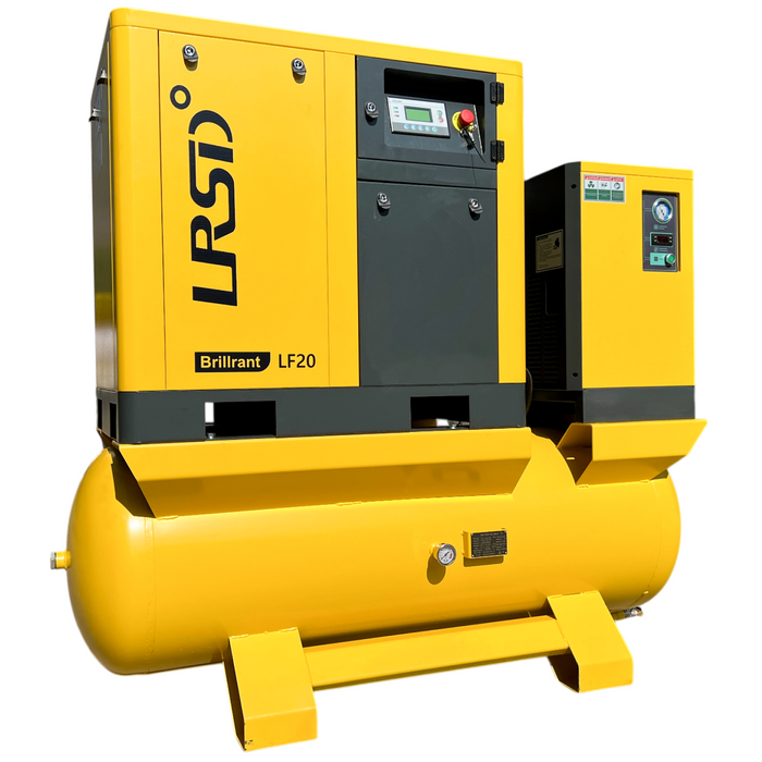LRSD 4IN1 15 kW/20 hp, 230v/3 phase, 75 CFM with compressor, refrigerated dryer and 80-gallon air tank.（ LF20）