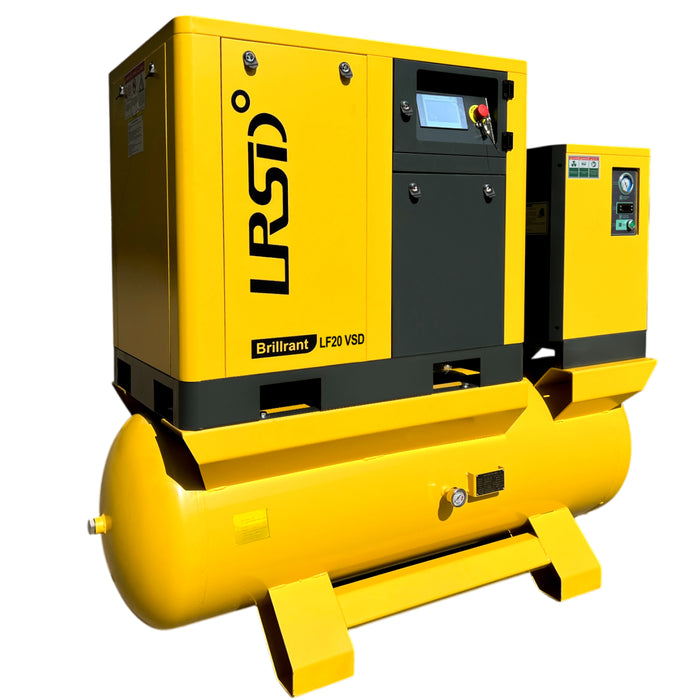 LRSD 20HP 15KW Rotary Screw Air Compressor | VSD | 80.16CFM @ 125 PSI | 460V 3-Phase 60Hz | 120 Gallon Air Tank|  RP3/4"(LF20VSD-460V)