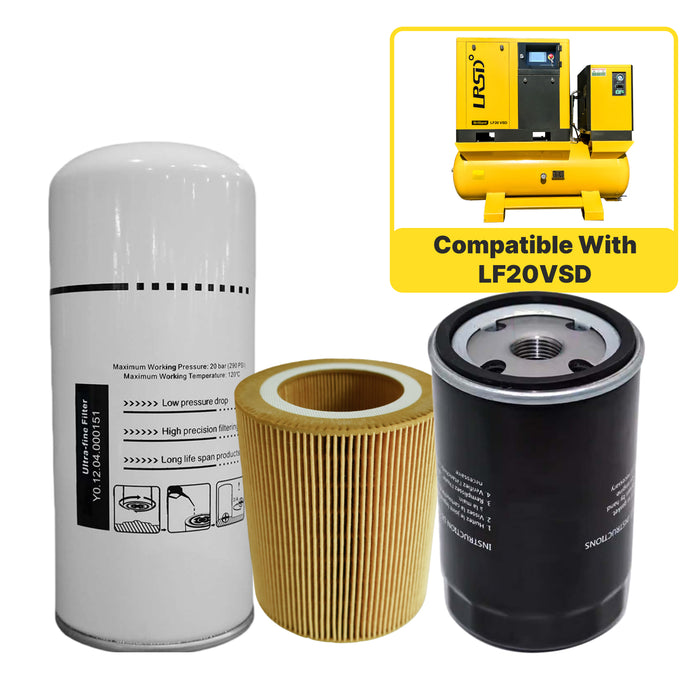 LF20VSD Rotary Screw Air Compressor Air Filter+Oil Filter+Oil Separator Maintenance Kit