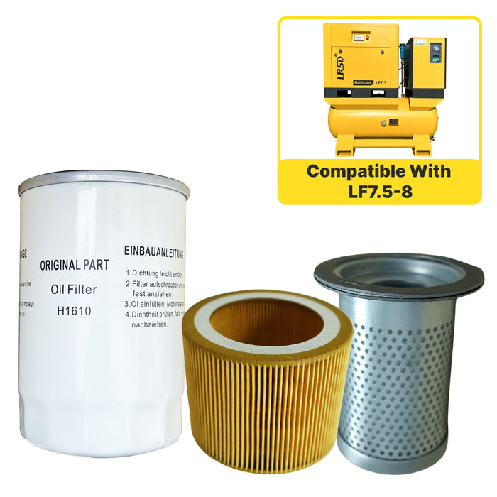 LF7.5 Rotary Screw Air Compressor Air Filter+Oil Filter+Oil Separator Maintenance Kit