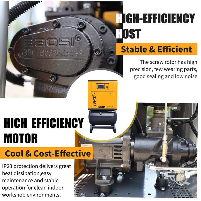 LRSD 2-IN-1 10HP VSD Rotary Screw Air Compressor 37 CFM 1PH 125PSI with 40Gal Tank (LFPVSD10)