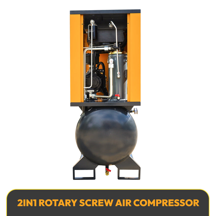 LRSD 2-IN-1 10HP VSD Rotary Screw Air Compressor 37 CFM 1PH 125PSI with 40Gal Tank (LFPVSD10)