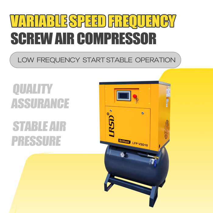 LRSD 2-IN-1 10HP VSD Rotary Screw Air Compressor 37 CFM 1PH 125PSI with 40Gal Tank (LFPVSD10)