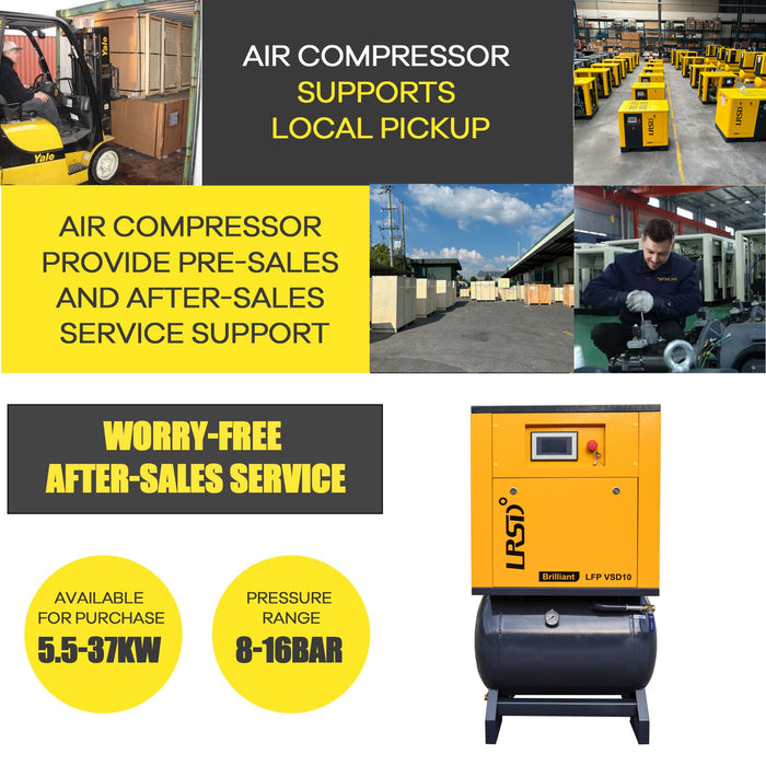 LRSD 2-IN-1 10HP VSD Rotary Screw Air Compressor 37 CFM 1PH 125PSI with 40Gal Tank (LFPVSD10)