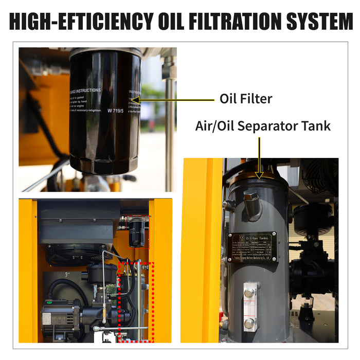 LRSD 2-IN-1 10HP VSD Rotary Screw Air Compressor 37 CFM 1PH 125PSI with 40Gal Tank (LFPVSD10)