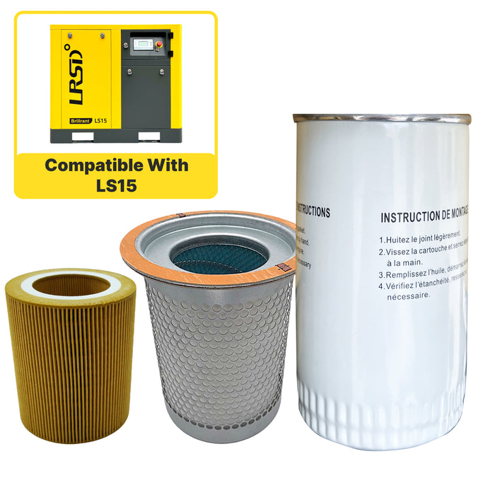 LS15 Rotary Screw Air Compressor Air Filter+Oil Filter+Oil Separator Maintenance Kit