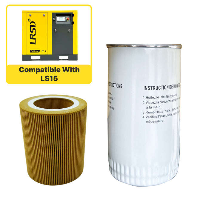 LS15 Rotary Screw Air Compressor Air Filter+Oil Filter Maintenance Two Filters Kit