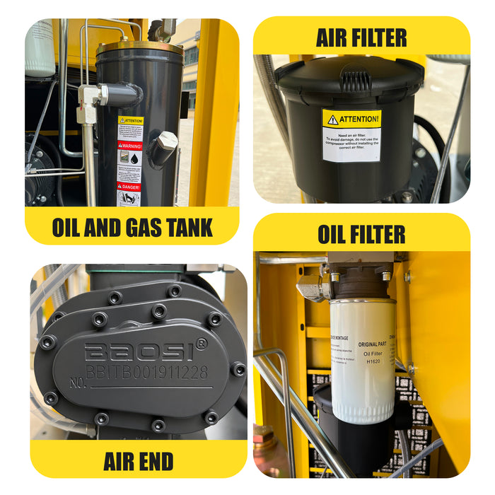 20HP 15KW LRSD Rotary Screw Air Compressor | 75 CFM @ 125 PSI | 230V 3-Phase 60Hz | RP3/4"  | (LS20)