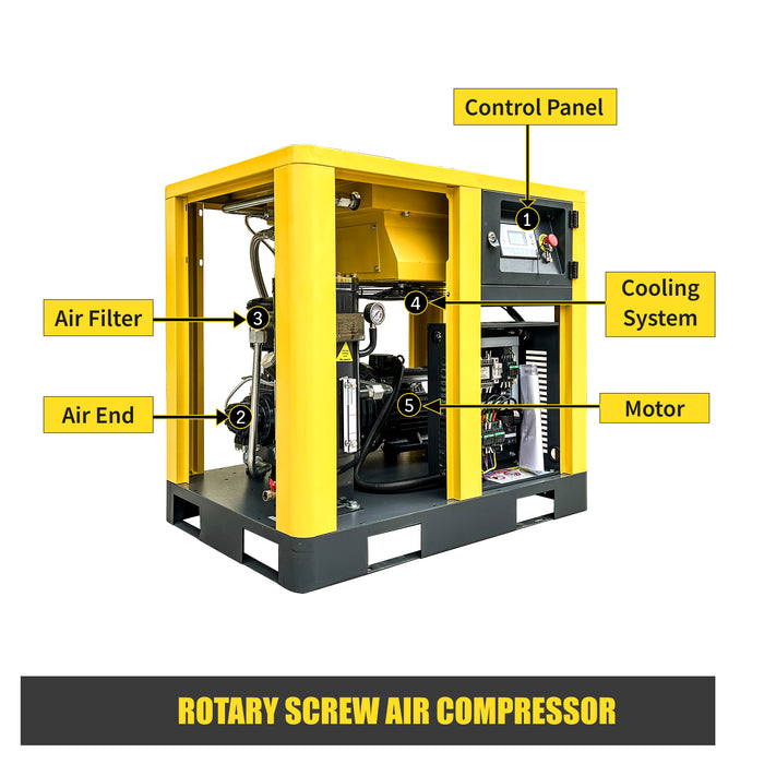 20HP 15KW LRSD Rotary Screw Air Compressor | 75 CFM @ 125 PSI | 230V 3-Phase 60Hz | RP3/4"  | (LS20)