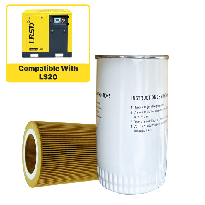 LS20 Rotary Screw Air Compressor Air Filter+Oil Filter Maintenance Two Filters Kit