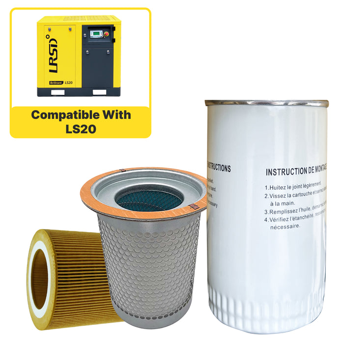 LS20 Rotary Screw Air Compressor Air Filter+Oil Filter+Oil Separator Maintenance Kit
