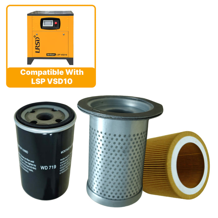 LSPVSD10 Rotary Screw Air Compressor Air Filter+Oil Filter+Oil Separator Maintenance Kit