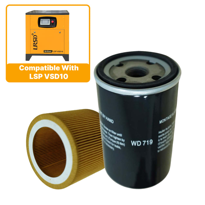 LSPVSD10 Rotary Screw Air Compressor Air Filter+Oil Filter Maintenance Two Filters Kit