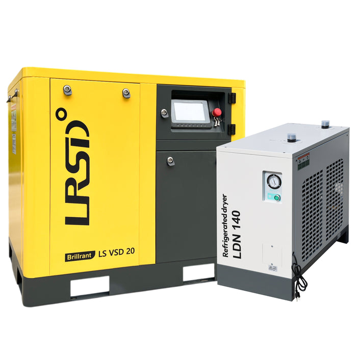 LRSD 20HP 15KW VSD Rotary Screw Air Compressor with Refrigerated Air Dryer| 75 CFM @ 145 PSI | 460V 3-Phase 60Hz | RP3/4"  | (LSVSD 20)