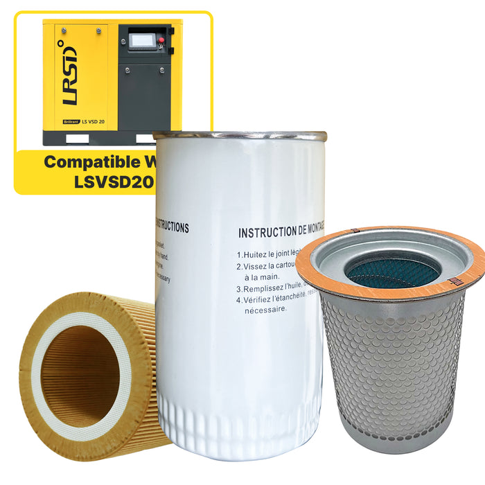 LSVSD20 Rotary Screw Air Compressor Air Filter+Oil Filter+Oil Separator Maintenance Kit