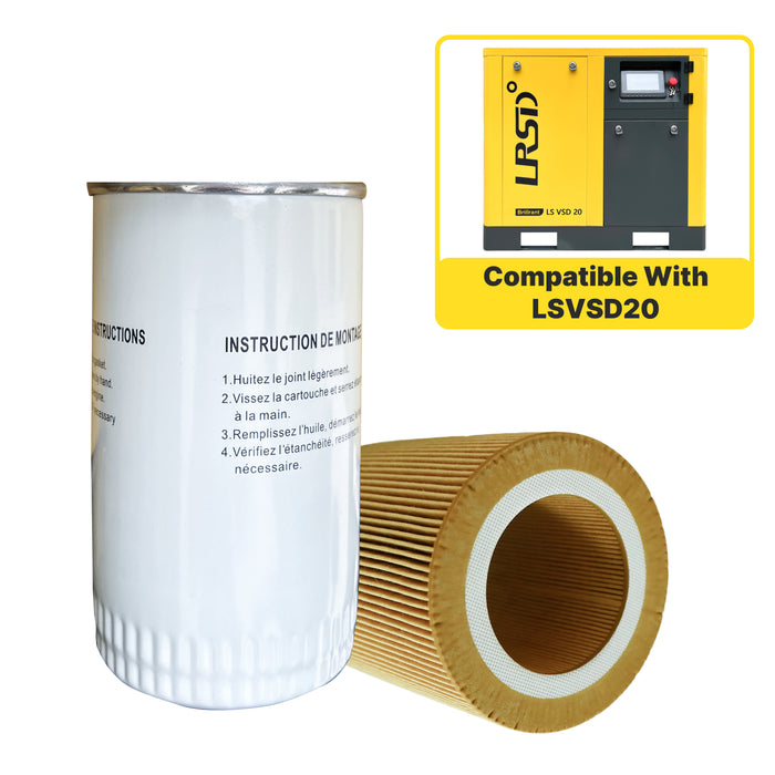 LSVSD20 Rotary Screw Air Compressor Air Filter+Oil Filter Maintenance Two Filters Kit