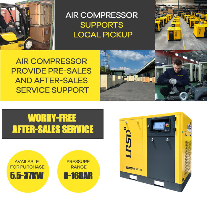 30Hp 3Ph 460V 125PSI Screw Air Compressor with 1 Ph Refrigerated Air Dryer(LSVSD30-460V)