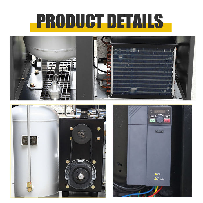 TC Series 15HP 11KW LRSD Rotary Screw Air Compressor | 52.62CFM @ 116PSI | 220V 480V 3-Phase 60Hz |  RP3/4"  |  VSD