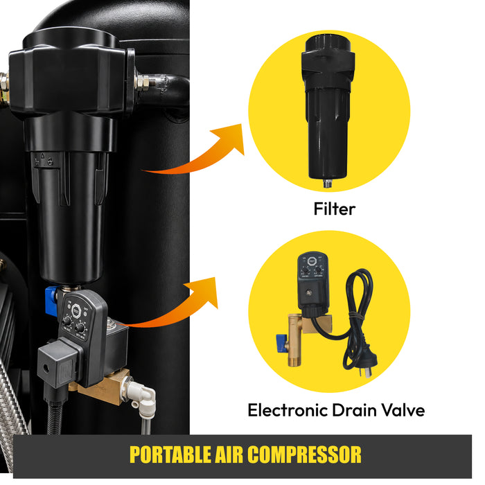 TC7.5-8 10HP 7.5KW Portable Rotary Screw Air Compressor | 37CFM @ 116-125PSI | 230V 3-Phase 60Hz |  RP3/4"  |  32Gal Gas Tank