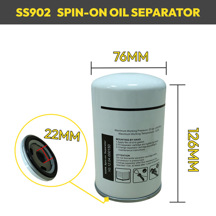TC7.5-8 Rotary Screw Air Compressor Air Filter+Oil Filter+Oil Separator+2.6Gal Oil Maintenance Kit