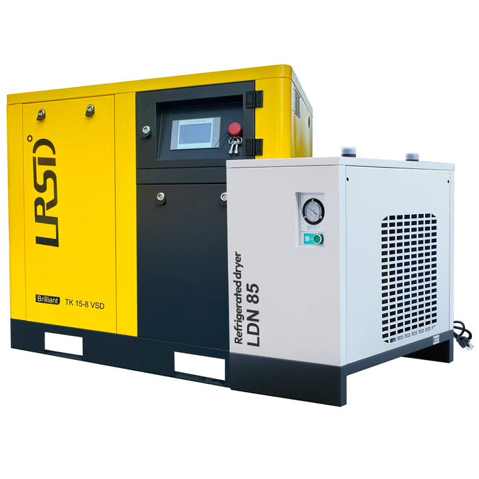 460V 20HP 81cfm 3 Phase Rotary Screw Air Compressor with Refrigerated Air Dryer(TK15-8 VSD)