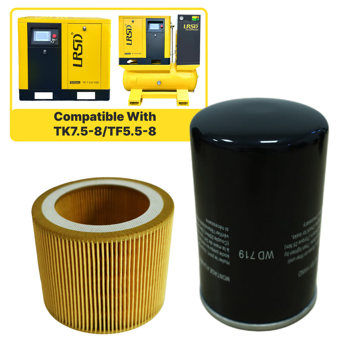 TK/TF Series 7.5-10HP Rotary Screw Air Compressor Air Filter+Oil Filter Maintenance Two Filters Kit (TK7.5-8/TF5.5-8)
