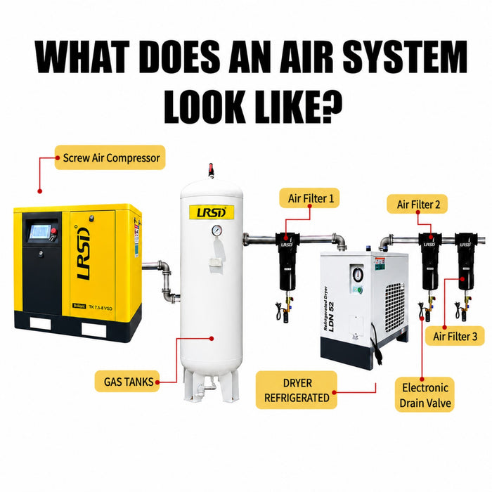 10HP 7.5KW LRSD Rotary Screw Air Compressor | 37.5 CFM @ 125 PSI | 460V 3-Phase 60Hz |  RP1/2"   |  VSD (TK7.5-8 VSD)