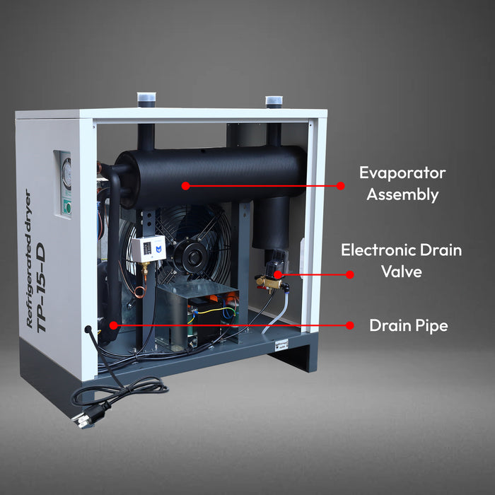 20HP 15KW LRSD VSD Rotary Screw Air Compressor with Refrigerated Air Dryer | 75 CFM @ 125 PSI | 460V 3-Phase 60Hz | RP3/4"  | VSD(LS VSD 20)