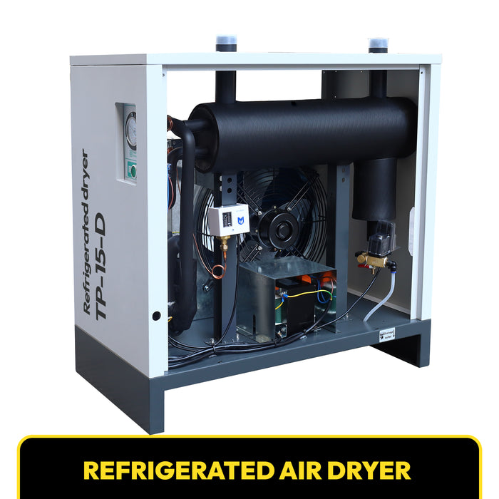 230V 20HP 81cfm 3 Phase Rotary Screw Air Compressor with Refrigerated Air Dryer