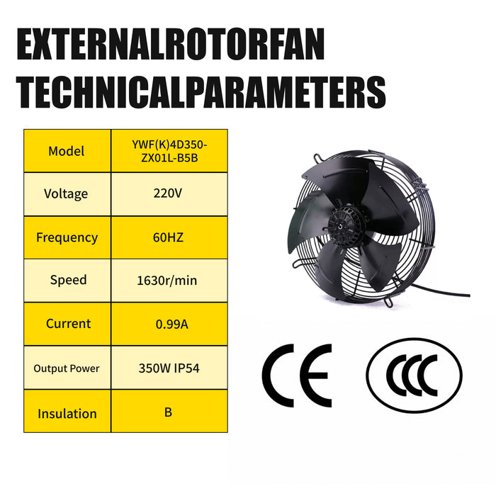 LRSD External rotor Cooling Fan 220V/60HZ for 15-20HP Screw Compressor YWF(K)4D450-ZX01L-B5B