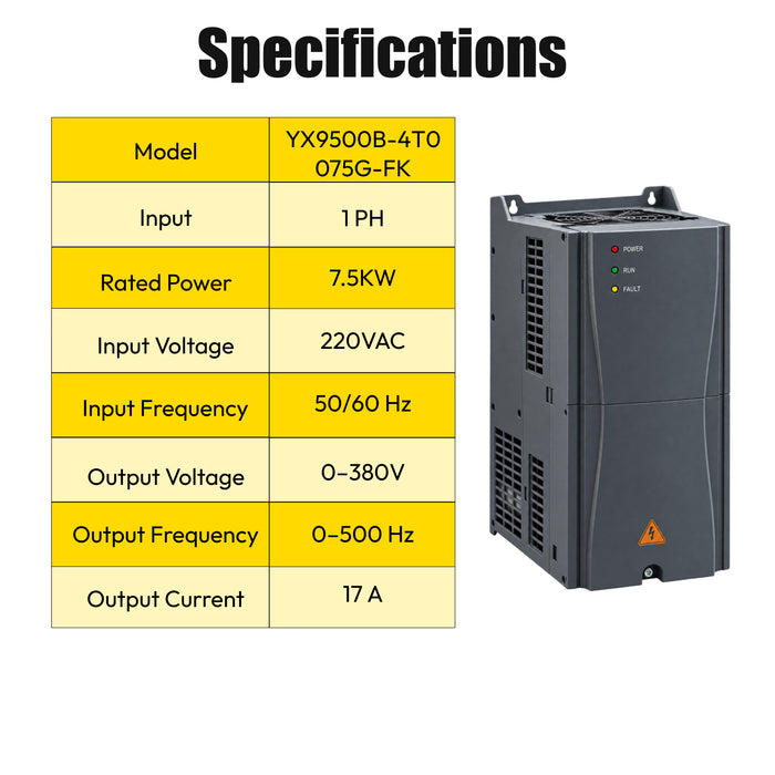 LRSD YX9500B-4T0075G-FK Frequency Converter Inverter 220-380V 60HZ for 7.5KW/10HP Screw Air Compressor