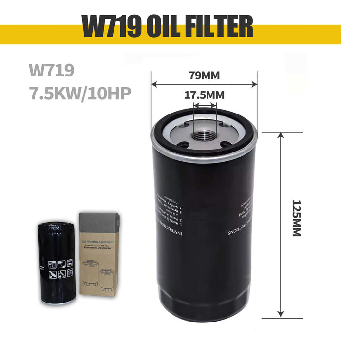 W719 Oil Filter for 5-10 HP Rotary Screw Air Compressor – Replacement Engine Oil Filter